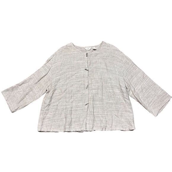 J. Jill Sweaters - J.‎ Jill Oatmeal Linen Blend Toggle Button Boxy Cardigan Jacket Beige Medium